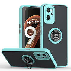 Realme 9i 4G用ハイブリットバンパーケース プラスチック アンド指輪 マグネット式 QW2 Realme シアン