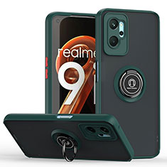 Realme 9i 4G用ハイブリットバンパーケース プラスチック アンド指輪 マグネット式 QW2 Realme モスグリー