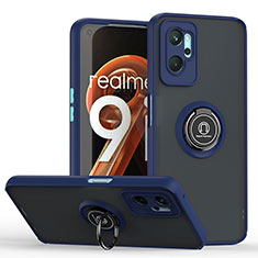 Realme 9i 4G用ハイブリットバンパーケース プラスチック アンド指輪 マグネット式 QW2 Realme ネイビー