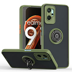 Realme 9i 4G用ハイブリットバンパーケース プラスチック アンド指輪 マグネット式 QW2 Realme オリーブグリーン