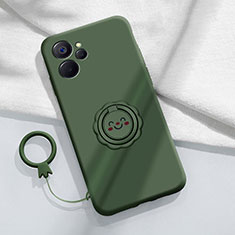 Realme 9i 5G用極薄ソフトケース シリコンケース 耐衝撃 全面保護 アンド指輪 マグネット式 バンパー S01 Realme モスグリー