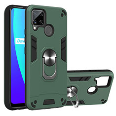 Realme C15用ハイブリットバンパーケース プラスチック アンド指輪 マグネット式 S01 Realme モスグリー