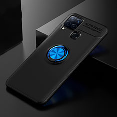 Realme C15用極薄ソフトケース シリコンケース 耐衝撃 全面保護 アンド指輪 バンパー Realme ネイビー・ブラック