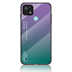 Realme C21用ハイブリットバンパーケース プラスチック 鏡面 虹 グラデーション 勾配色 カバー LS1 Realme マルチカラー