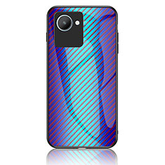 Realme C30s用ハイブリットバンパーケース プラスチック 鏡面 虹 グラデーション 勾配色 カバー LS2 Realme ネイビー
