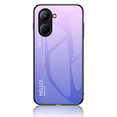 Realme C33 (2023)用ハイブリットバンパーケース プラスチック 鏡面 虹 グラデーション 勾配色 カバー LS1 Realme ラベンダー