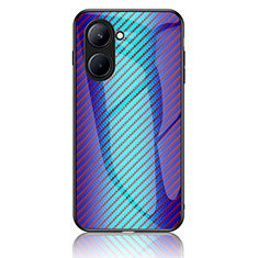 Realme C33 (2023)用ハイブリットバンパーケース プラスチック 鏡面 虹 グラデーション 勾配色 カバー LS2 Realme ネイビー