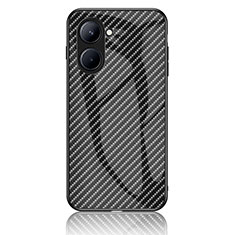 Realme C33 (2023)用ハイブリットバンパーケース プラスチック 鏡面 虹 グラデーション 勾配色 カバー LS2 Realme ブラック