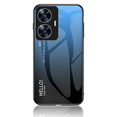 Realme C55用ハイブリットバンパーケース プラスチック 鏡面 虹 グラデーション 勾配色 カバー LS1 Realme ネイビー