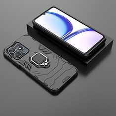 Realme C67用ハイブリットバンパーケース プラスチック アンド指輪 マグネット式 Realme ブラック