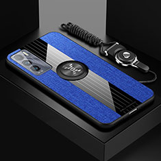 Realme GT Master Explorer 5G用極薄ソフトケース シリコンケース 耐衝撃 全面保護 アンド指輪 マグネット式 バンパー X03L Realme ネイビー