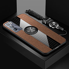 Realme GT Master Explorer 5G用極薄ソフトケース シリコンケース 耐衝撃 全面保護 アンド指輪 マグネット式 バンパー X03L Realme ブラウン