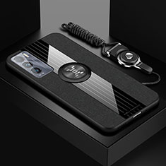 Realme GT Master Explorer 5G用極薄ソフトケース シリコンケース 耐衝撃 全面保護 アンド指輪 マグネット式 バンパー X03L Realme ブラック
