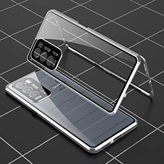 Realme GT Master Explorer 5G用ケース 高級感 手触り良い アルミメタル 製の金属製 360度 フルカバーバンパー 鏡面 カバー Realme シルバー