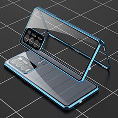 Realme GT Master Explorer 5G用ケース 高級感 手触り良い アルミメタル 製の金属製 360度 フルカバーバンパー 鏡面 カバー Realme ネイビー