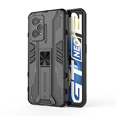 Realme GT Neo 3T 5G用ハイブリットバンパーケース スタンド プラスチック 兼シリコーン カバー マグネット式 KC3 Realme ブラック