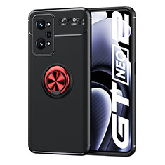 Realme GT Neo 3T 5G用極薄ソフトケース シリコンケース 耐衝撃 全面保護 アンド指輪 マグネット式 バンパー SD2 Realme レッド・ブラック