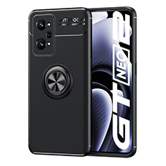 Realme GT Neo 3T 5G用極薄ソフトケース シリコンケース 耐衝撃 全面保護 アンド指輪 マグネット式 バンパー SD2 Realme ブラック