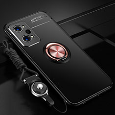 Realme GT Neo 3T 5G用極薄ソフトケース シリコンケース 耐衝撃 全面保護 アンド指輪 マグネット式 バンパー SD3 Realme ゴールド・ブラック