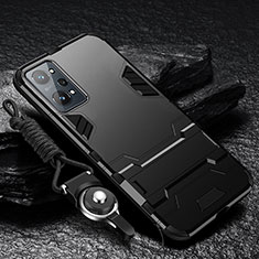 Realme GT Neo 3T 5G用ハイブリットバンパーケース スタンド プラスチック 兼シリコーン カバー R01 Realme ブラック