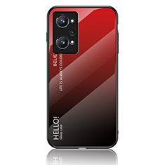 Realme GT Neo 3T 5G用ハイブリットバンパーケース プラスチック 鏡面 虹 グラデーション 勾配色 カバー LS1 Realme レッド