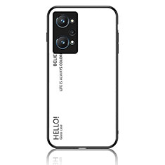 Realme GT Neo 3T 5G用ハイブリットバンパーケース プラスチック 鏡面 虹 グラデーション 勾配色 カバー LS1 Realme ホワイト