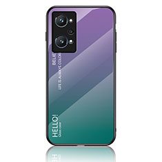 Realme GT Neo 3T 5G用ハイブリットバンパーケース プラスチック 鏡面 虹 グラデーション 勾配色 カバー LS1 Realme マルチカラー