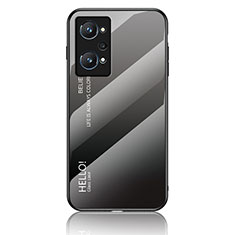 Realme GT Neo 3T 5G用ハイブリットバンパーケース プラスチック 鏡面 虹 グラデーション 勾配色 カバー LS1 Realme ダークグレー