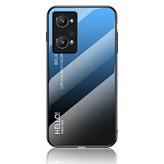 Realme GT Neo 3T 5G用ハイブリットバンパーケース プラスチック 鏡面 虹 グラデーション 勾配色 カバー LS1 Realme ネイビー