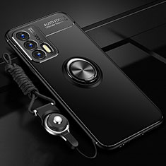 Realme GT Neo 5G用極薄ソフトケース シリコンケース 耐衝撃 全面保護 アンド指輪 マグネット式 バンパー SD3 Realme ブラック