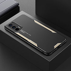 Realme GT Neo 5G用ケース 高級感 手触り良い アルミメタル 製の金属製 兼シリコン カバー PB1 Realme ゴールド