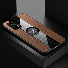 Realme GT Neo 5G用極薄ソフトケース シリコンケース 耐衝撃 全面保護 アンド指輪 マグネット式 バンパー X01L Realme ブラウン