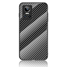 Realme GT Neo3 5G用ハイブリットバンパーケース プラスチック 鏡面 虹 グラデーション 勾配色 カバー LS2 Realme ブラック