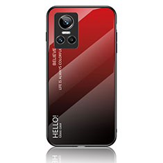 Realme GT Neo3 5G用ハイブリットバンパーケース プラスチック 鏡面 虹 グラデーション 勾配色 カバー LS1 Realme レッド