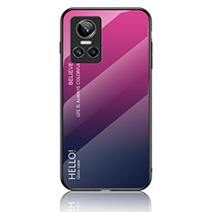 Realme GT Neo3 5G用ハイブリットバンパーケース プラスチック 鏡面 虹 グラデーション 勾配色 カバー LS1 Realme ローズレッド