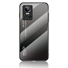 Realme GT Neo3 5G用ハイブリットバンパーケース プラスチック 鏡面 虹 グラデーション 勾配色 カバー LS1 Realme ダークグレー