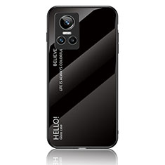 Realme GT Neo3 5G用ハイブリットバンパーケース プラスチック 鏡面 虹 グラデーション 勾配色 カバー LS1 Realme ブラック