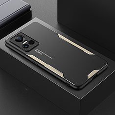 Realme GT Neo3 5G用ケース 高級感 手触り良い アルミメタル 製の金属製 兼シリコン カバー PB1 Realme ゴールド