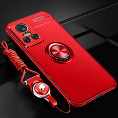 Realme GT Neo3 5G用極薄ソフトケース シリコンケース 耐衝撃 全面保護 アンド指輪 マグネット式 バンパー SD3 Realme レッド