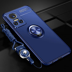 Realme GT Neo3 5G用極薄ソフトケース シリコンケース 耐衝撃 全面保護 アンド指輪 マグネット式 バンパー SD3 Realme ネイビー