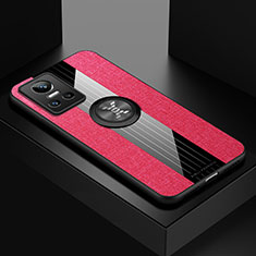 Realme GT Neo3 5G用極薄ソフトケース シリコンケース 耐衝撃 全面保護 アンド指輪 マグネット式 バンパー X01L Realme レッド