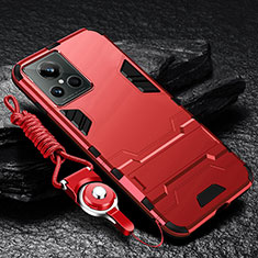 Realme GT2 Master Explorer用ハイブリットバンパーケース スタンド プラスチック 兼シリコーン カバー R01 Realme レッド