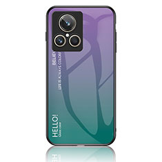 Realme GT2 Master Explorer用ハイブリットバンパーケース プラスチック 鏡面 虹 グラデーション 勾配色 カバー LS1 Realme マルチカラー