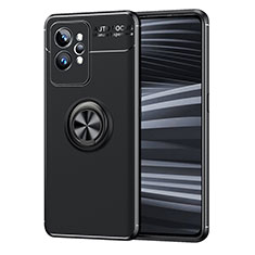 Realme GT2 Pro 5G用極薄ソフトケース シリコンケース 耐衝撃 全面保護 アンド指輪 マグネット式 バンパー SD2 Realme ブラック