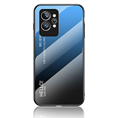 Realme GT2 Pro 5G用ハイブリットバンパーケース プラスチック 鏡面 虹 グラデーション 勾配色 カバー LS1 Realme ネイビー