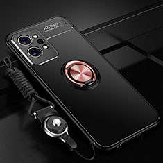 Realme GT2 Pro 5G用極薄ソフトケース シリコンケース 耐衝撃 全面保護 アンド指輪 マグネット式 バンパー SD3 Realme ゴールド・ブラック