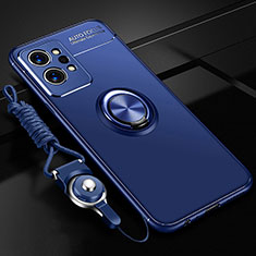 Realme GT2 Pro 5G用極薄ソフトケース シリコンケース 耐衝撃 全面保護 アンド指輪 マグネット式 バンパー SD3 Realme ネイビー