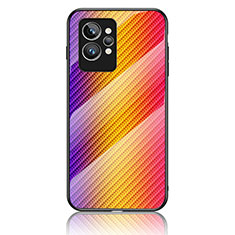 Realme GT2 Pro 5G用ハイブリットバンパーケース プラスチック 鏡面 虹 グラデーション 勾配色 カバー LS2 Realme オレンジ