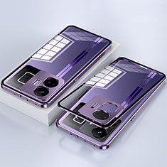 Realme GT3 5G用ケース 高級感 手触り良い アルミメタル 製の金属製 360度 フルカバーバンパー 鏡面 カバー Realme パープル