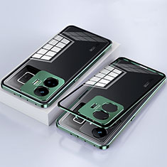 Realme GT3 5G用ケース 高級感 手触り良い アルミメタル 製の金属製 360度 フルカバーバンパー 鏡面 カバー Realme グリーン